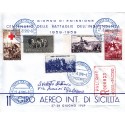 FDC ITALIA 1959 Privato 866 Centenario della II guerra d'Indipendenza as/Pa 11° giro aereo di Sicilia raccomandata 
