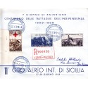FDC ITALIA 1959 Privato 866 Centenario della II guerra d'Indipendenza 2 BUSTE as/Pa 11° giro aereo di Sicilia raccomandata