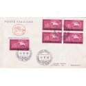 FDC ITALIA 1961 POSTE ITALIANE - 935 - 3ª giornata del francobollo as/PA quartina viaggiata