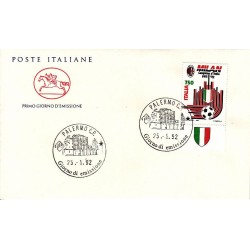 FDC ITALIA 1992 Poste Italiane Milan campione d'Italia 1991-1992 A/TO + IT/a