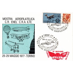FDC ITALIA TORINO 28/05/1977 C.R.A.ILTE MOSTRA AEROFILATELICA C.R. ENEL ANNULLO SPECIALE ROMA