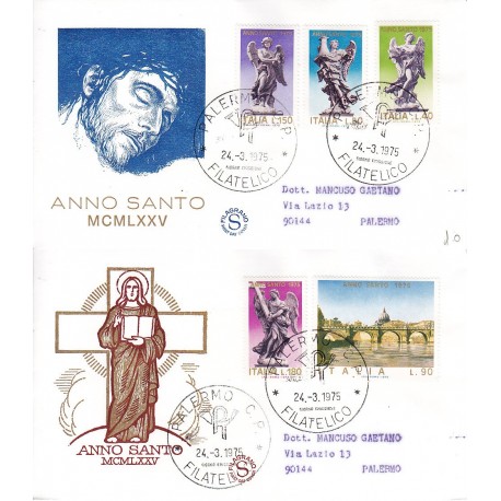 FDC ITALIA Filagrano 24/03/1975 Anno Santo a/Palermo 2 buste viaggiata