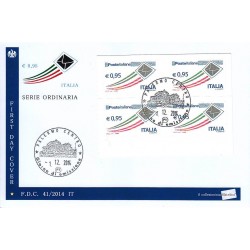 IT Repubblica 41/2014 FDC - Serie Ordinaria - lettere in volo € 0.95 in quartina A/PA