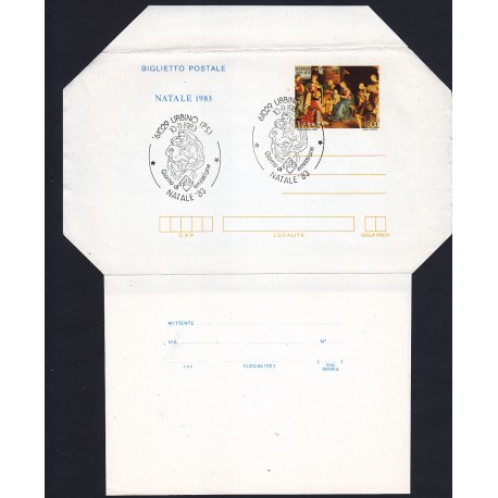 FDC ITALIA Biglietto Postale B57 10/11/19844 Natale 83 AS Urbino