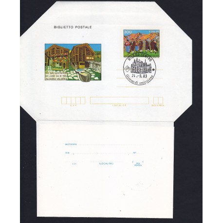 FDC ITALIA Biglietto Postale B55 24/09/1983 WALSER VIII RADUNO AS/MILANO