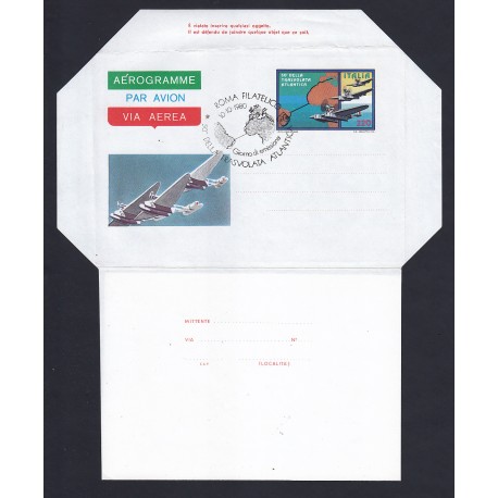 FDC ITALIA AEROGRAMMA A13 10/10/1980 TRASVOLATA ATLANTICA - AF/ROMA