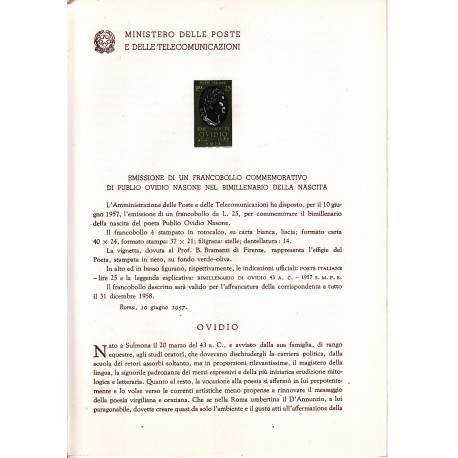 Italia Bollettino illustrativo 1957 n° 27 Ovidio Nasone