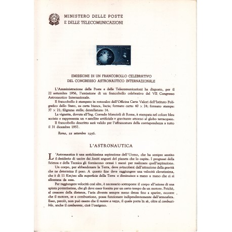 Italia Bollettino illustrativo 1956 n° 24 Congresso Astronautico