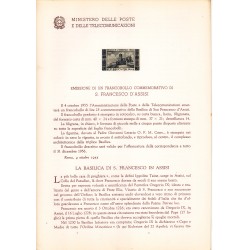 Italia Bollettino illustrativo 1955 n° 11 San Francesco D'assisi