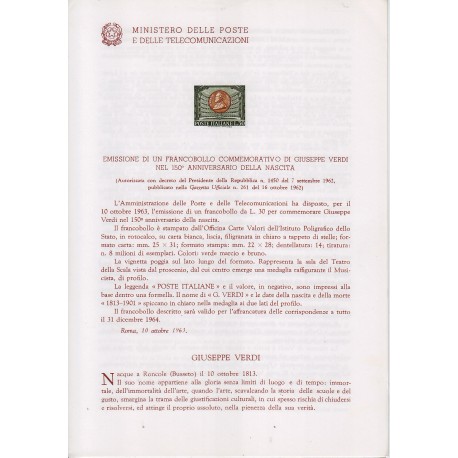 Italia Bollettino illustrativo 1963 n°100 Europa CEPT con annullo primo giorno