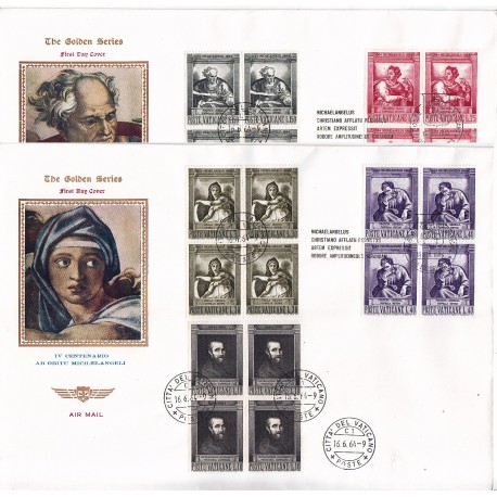 FDC VATICANO The Golden S. 16/06/1964 Michelangelo 2 b. in quartina