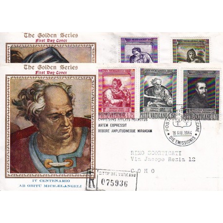 FDC VATICANO The Golden S. 16/06/1964 Michelangelo 2 b. in quartina