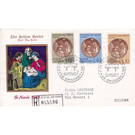 FDC VATICANO The Golden Series 1963 Natale raccomandata