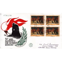 FDC ITALIA 1973 Filagrano Unif. 1222 Don Minzoni quartina raccomandata