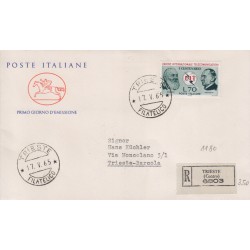 FDC ITALIA 1965 Poste Italiane Unif. 996 TElecomunicazioni  UIT A/TR raccomandata