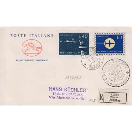 FDC ITALIA 1965 Poste Italiane Unif. 1009/10 Rete Aerea raccomandata