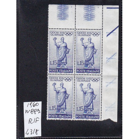 Italia Repubblica 1960 Unif. 887 olimpiadi italia  MNH quartina