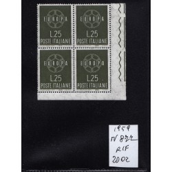 Italia Repubblica 1959 Unif.  877 francobolli romagna  MNH quartina