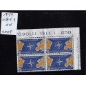 Italia Repubblica 1959 Unif.  854  decennale nato  MNH  quartina