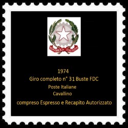 FDC ITALIA 1974 Poste Italiane Cavallino Anno completo 31 buste