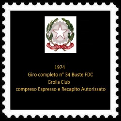  ITALIA 1974 Grolla Club Anno completo 34 buste Annulli vari