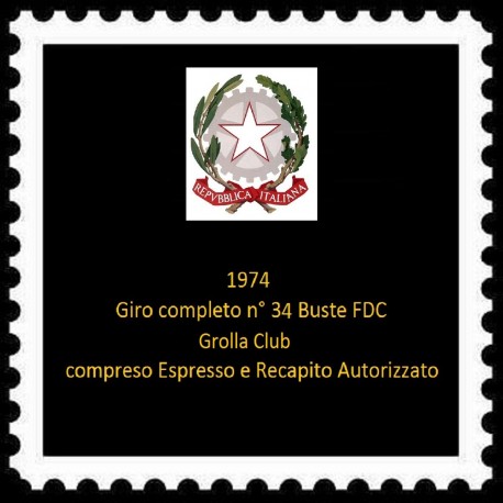  ITALIA 1974 Grolla Club Anno completo 34 buste Annulli vari