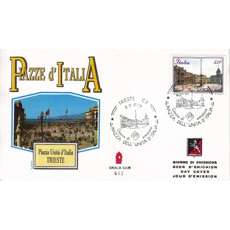 FDC ITALIA 1988 Grolla Club Unif. 1859 Piazze D'Italia AS/Trieste