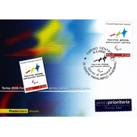 FDC ITALIA 2006 Cartolina Poste Italiane Unif. 2929 Giochi Paralimpici