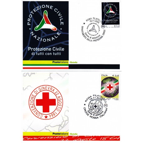 FDC ITALIA 2005 Cartolina Poste Italiane Unif. 2897/8 Protezione Civile e Croce Rossa