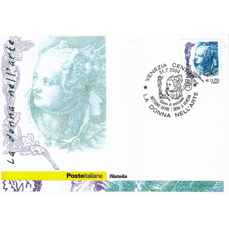 FDC ITALIA 2004 Cartolina Poste Italiane Unif. 2813 La Donna Nell'Arte 0,70 €