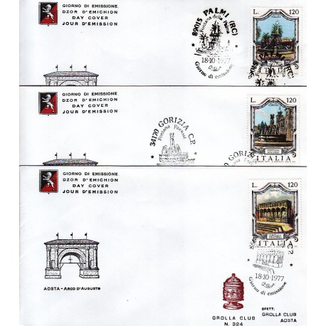 FDC ITALIA 1977 Grolla Club Unif. 1386/8 Fontane d'Italia A/S APG