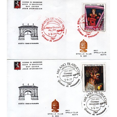 FDC ITALIA 1977 Grolla Club Unif. 1380/1 Arte Italiana APG