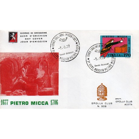 FDC ITALIA 1977 Grolla Club Unif. 1365 Pietro Micca A/Speciale