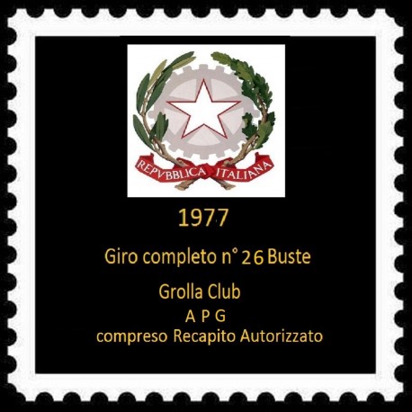 FDC ITALIA 1977 Grolla Club Unif. 1363/1400 Anno Completo 26 Buste A/S APG