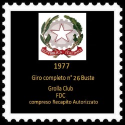 FDC ITALIA 1977 Grolla Club Unif. 1363/1400 Anno Completo 26 Buste A/S