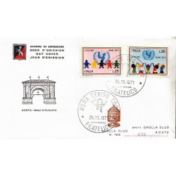 FDC ITALIA 1971 Grolla Club Unif. 1183 Giornata Del Francobollo A/Speciale APG