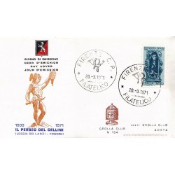 FDC ITALIA 1971 Grolla Club Unif. 1143 Benvenuti Cellini A/Speciale