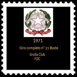 FDC ITALIA 1971 Grolla Club Unif. 1143/65 Anno Completo A/Speciale 15 Buste