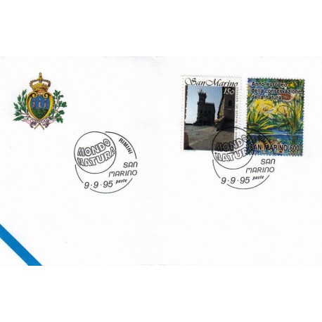 FDC SAN MARINO Marcofilia Annullo Speciale 09/09/1995 MONDO NATURA - RIMINI