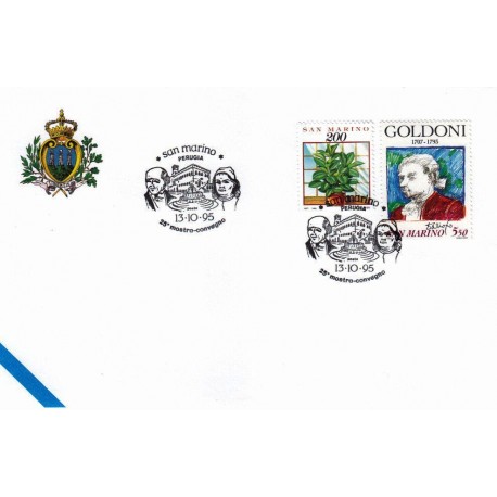 FDC SAN MARINO Marcofilia Annullo Speciale 13/10/1995 PERUGIA 25° mostra convegno