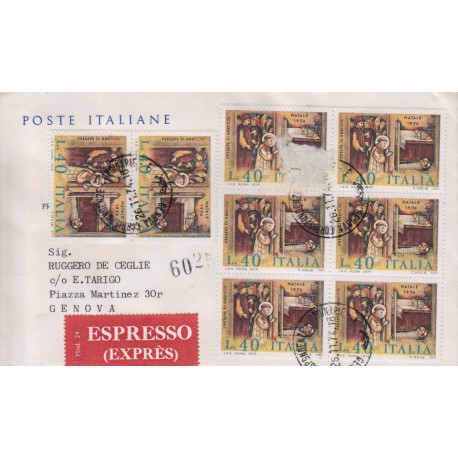 FDC ITALIA 1974 Poste Italiane Cavallino Unif. 1276 Natale raccomandata