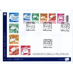FDC ITALIA 43/2014 Unif. 3599/63 Giornata della filatelia A/S Codice a barre dc