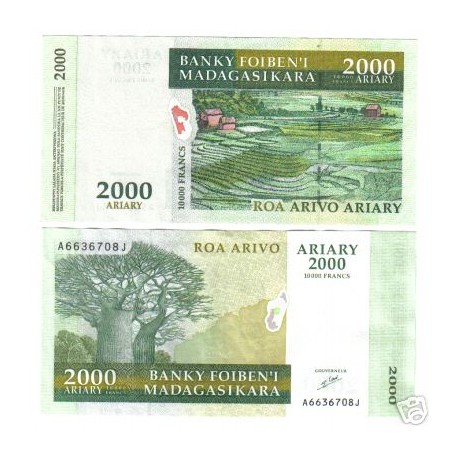 UNICA BANCONOTA MADAGASCAR  ARIARY  2000 FDC