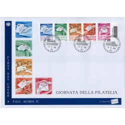 FDC ITALIA 43/2014 Unif. 3599/63 Giornata della filatelia A/Venaria Codice a barre dc