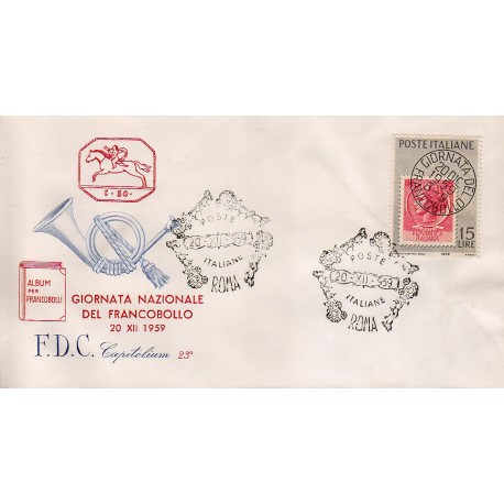 FDC ITALIA 1959 Capitolim Unif. 879 - Giornata della Filatelia A/S Roma