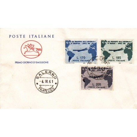 FDC ITALIA 1961 Poste Italiane Unif. 918/20 - Visita di Gronchi in Argentina