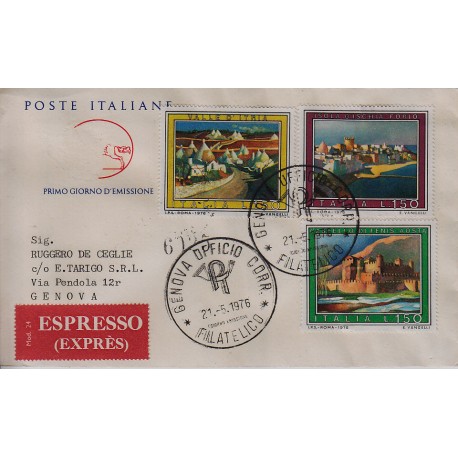 FDC ITALIA 1976 Cavallino Unif. 1330/32 Propaganda Turistica Raccomandata