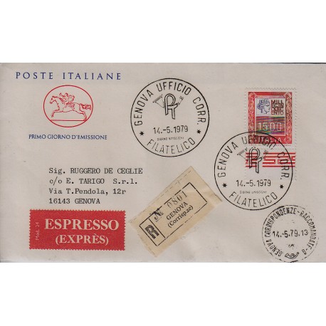 FDC ITALIA 1979 Cavallino Unif. 1438 Alti Valori 1500 Raccomandata