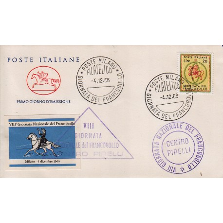 FDC ITALIA 1966 Cavallino Unif. 1033 Giornata Del Francobollo Annullo Roma
