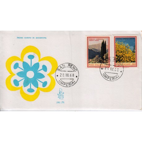 FDC ITALIA 1968 Venetia Unif. 1106/7 Flora 3° S. Annullo San Remo